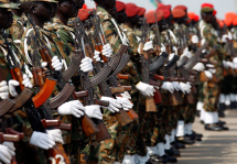 SPLA soldiers rehearse the Independence Day ceremony in Juba (Reuters/Goran Tomasevic)