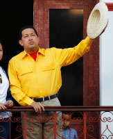 President Chavez in a yellow shirt, July 28 (Reuters/Jorge Silva)