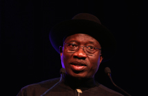 Nigeria's President Goodluck Jonathan gives a speech.(REUTERS/Daniel  Munoz)
