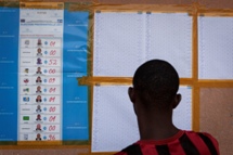 A man looks at results from a polling station in Kinshasa. (REUTERS/Finbarr O'Reilly)