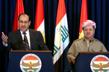 Iraqi Prime Minister Nuri al-Maliki and Kurdish President Masoud Barzani. (REUTERS/Azad Lashkari) 
