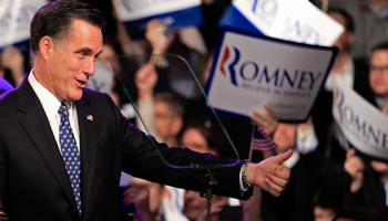 Republican presidential candidate and former Massachusetts Governor Mitt Romney. (REUTERS/Jim Bourg)