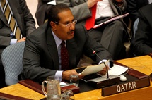 Qatar's Prime Minister Sheikh Hamad Bin Jassim Bin Jabr Al-Thani addresses the U.N Security Council  (REUTERS/Mike Segar)