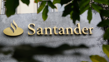 The logo of Spanish bank Santander outside a building in Madrid. (REUTERS/Andrea Comas)