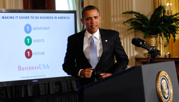 President Barack Obama delivers remarks on government reform. (REUTERS/Kevin Lamarque)