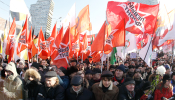 Protesters at Saturday's demonstration in Moscow. (REUTERS/Joshua Lott)