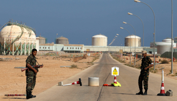 A checkpoint at the Libyan Oil Refining Company in Ras Lanuf. (REUTERS/Youssef Boudlal)