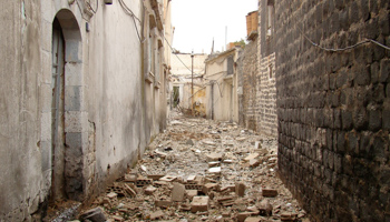 Damaged buildings and rubble in the old city of Homs. (REUTERS/Handout)