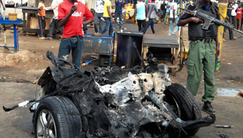 The scene of a bomb blast in Kaduna on April 8. (REUTERS/Stringer)