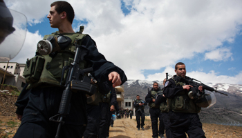 Israeli border policemen patrol in the Golan Heights. (REUTERS/Nir Elias)