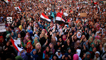 Protesters shout during a demonstration at Tahrir square in Cairo. (REUTERS/Suhaib Salem)