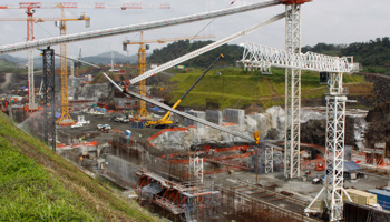 The construction site of the third set of locks for the Panama Canal. (REUTERS/Alberto Lowe)