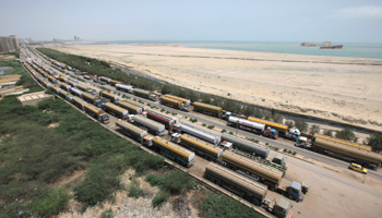 Fuel tankers formerly used to carry fuel for NATO forces in Afghanistan are stationed in Karachi. (REUTERS/Akhtar Soomro)