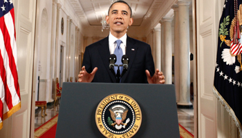 President Obama makes a statement about the Supreme Court's decision at the White House. (REUTERS/POOL New)