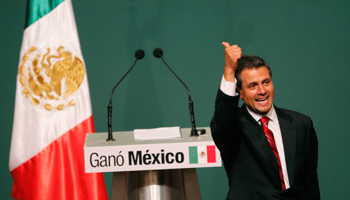 Enrique Pena Nieto speaks after emerging as winner of the election. (REUTERS/Tomas Bravo)