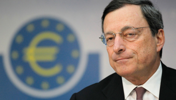 Mario Draghi gives his monthly news conference in Frankfurt (REUTERS/Alex Domanski)