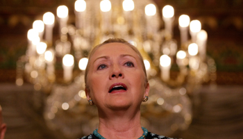 Secretary of State Hillary Clinton during a visit to Tunisia (REUTERS/Jason Reed)