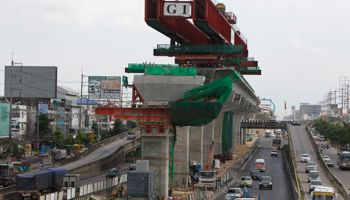 A skytrain station under construction in Bangkok (REUTERS/Sukree Sukplang)