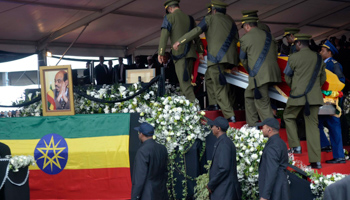 Pallbearers carry the casket Meles Zenawi during his funeral in Addis Ababa (REUTERS/Stringer)