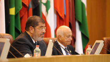 Egypt's President Morsi at the Arab League headquarters (REUTERS/Stringer)