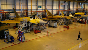 The Eurofighter Typhoon production line at BAE Systems' Warton plant in the United Kingdom (REUTERS/Phil Noble)