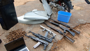 Weapons and equipment seized from suspected members of Boko Haram are displayed in Kano (REUTERS/Stringer)