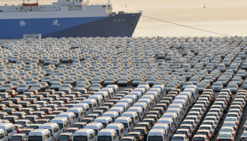 Chinese cars wait for export (REUTERS/China Daily Information Corp)