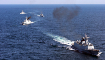 Vessels roam the waters of East China Sea during a naval drill (REUTERS/CDIC)