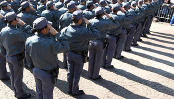 Military police officers participate in the graduation ceremony in downtown Sao Paulo (REUTERS/Paulo Whitaker)