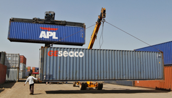 Containers are stacked at Thar Dry Port in Sanand, Gujarat (REUTERS/Amit Dave)