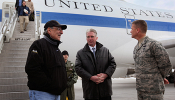 US Defense Secretary Leon Panetta visits the Manas base in Kyrgyzstan (REUTERS/Mike Segar)