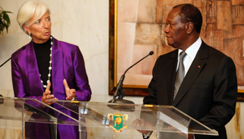 IMF Managing Director Christine Lagarde with Ivorian President Alassane Ouattara(REUTERS/Thierry Gouegnon)
