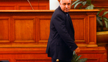 Boiko Borisov walks away after his resignation speech in parliament (REUTERS/Julia Lazarova)