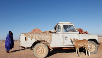 A Sahrawi man stands by his car (REUTERS/Juan Medina)