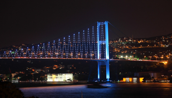 The Bosphorus Bridge is illuminated in Istanbul (REUTERS/|Murad Sezer)