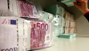 Euro notes in the safe of an Austrian bank (REUTERS//Heinz-Peter Bader)
