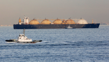 An LNG tanker is anchored off Yokohama (Reuters/Lee Jae-Won)