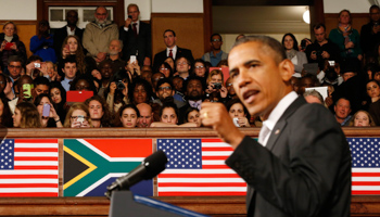 Barack Obama speaks at the University of Cape Town (Reuters/Jason Reed)