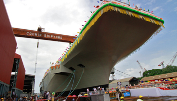 The aircraft carrier Vikrant is launched in Kochi (Reuters/Sivaram V)