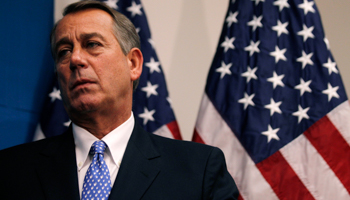 John Boehner is pictured following a House Republican party meeting (Reuters/Jason Reed)