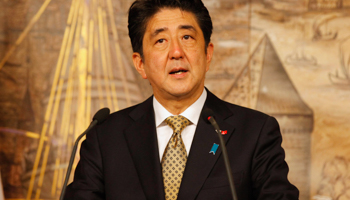 Shinzo Abe talks during a news conference (Reuters/Osman Orsal)