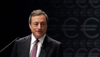 Mario Draghi speaks during a conference (Reuters/Ints Kalnins)