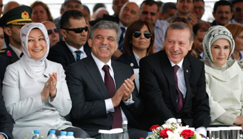 Tayyip Erdogan and Abdullah Gul accompanied by their wives (Reuters/Murad Sezer)