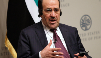 Iraqi Prime Minister Nuri al-Maliki speaks at a United States Institute of Peace forum (Reuters/Yuri Gripas)