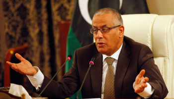 Libya's Prime Minister Ali Zeidan speaks during a news conference (Reuters/Ismail Zitouny)