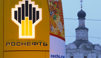 The company logo of Rosneft is seen outside a service station in Moscow (Reuters/Maxim Shemetov)