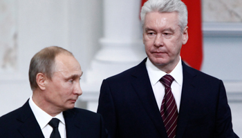 Moscow Mayor Sergei Sobyanin and President Vladimir Putin attend the mayoral inauguration ceremony in Moscow (Reuters/Maxim Shemetov)