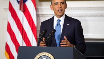 President Barack Obama makes a statement about an agreement reached with Iran (Reuters/Joshua Roberts )