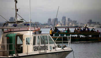 An Ivory Coast gendarmerie boat is seen at the port of Abidjan, Ivory Coast (Reuters/Thierry Gouegnon)