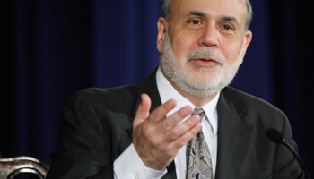 Federal Reserve Chairman Ben Bernanke responds to reporters (Reuters/Jonathan Ernst)